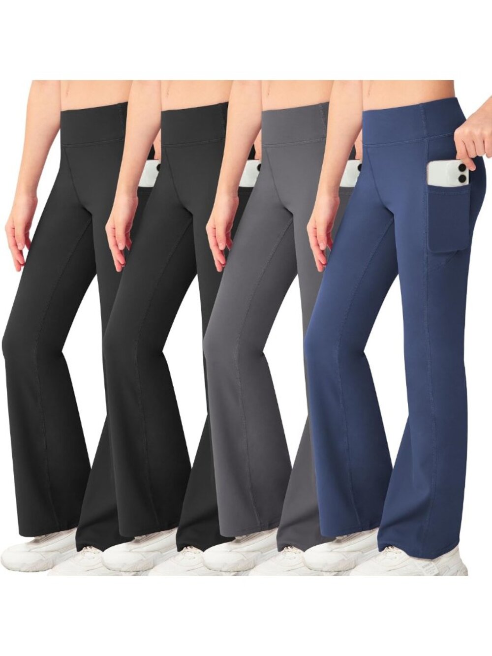 NORMOV Girl's Bootcut Yoga Pants with Pockets,High Waisted Casual Kids Bell